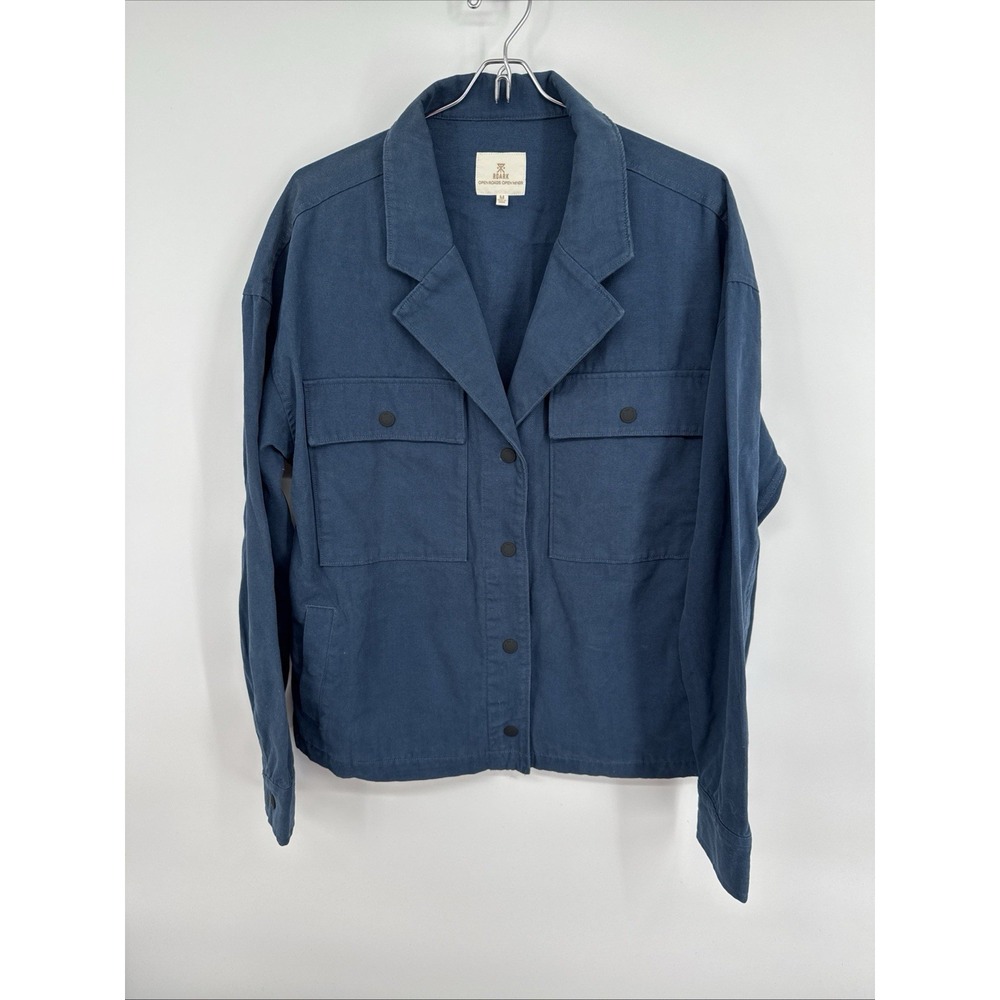 ROARK Women's Passport Blue Canvas Jacket‎ 8 Pockets Snap Front Size Medium